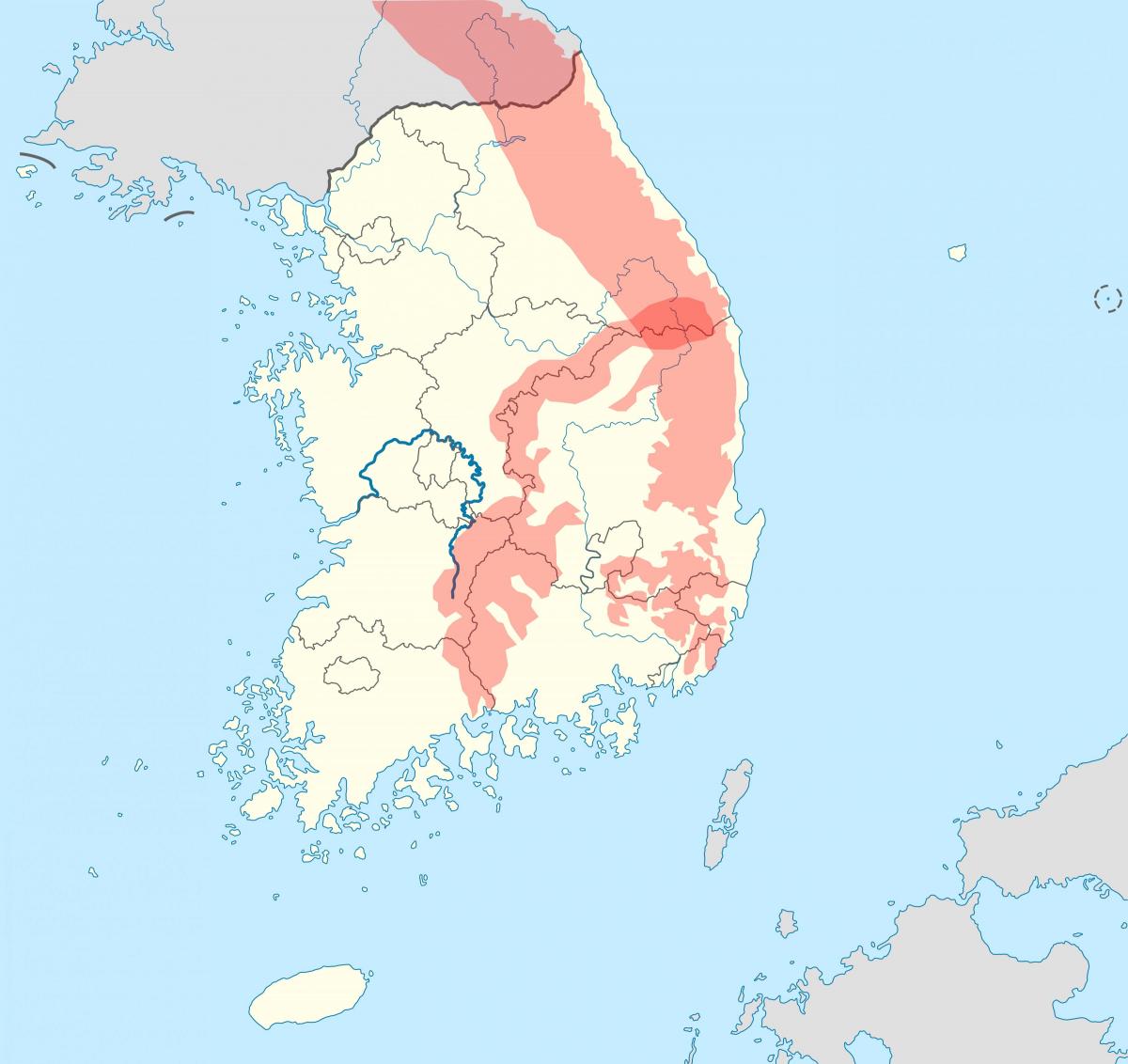 Карта гор Южной Кореи (РКК)