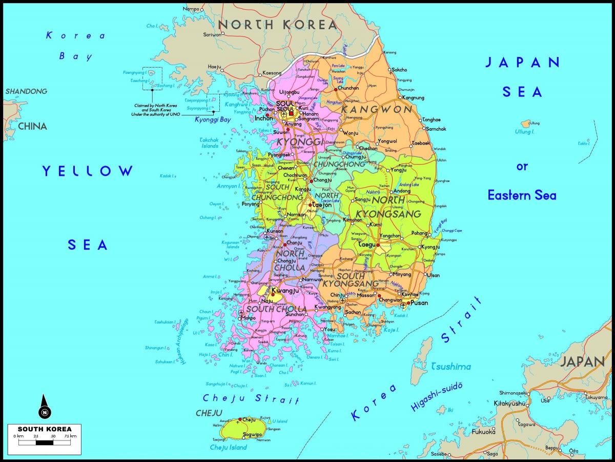 Южная Корея (РК) на карте