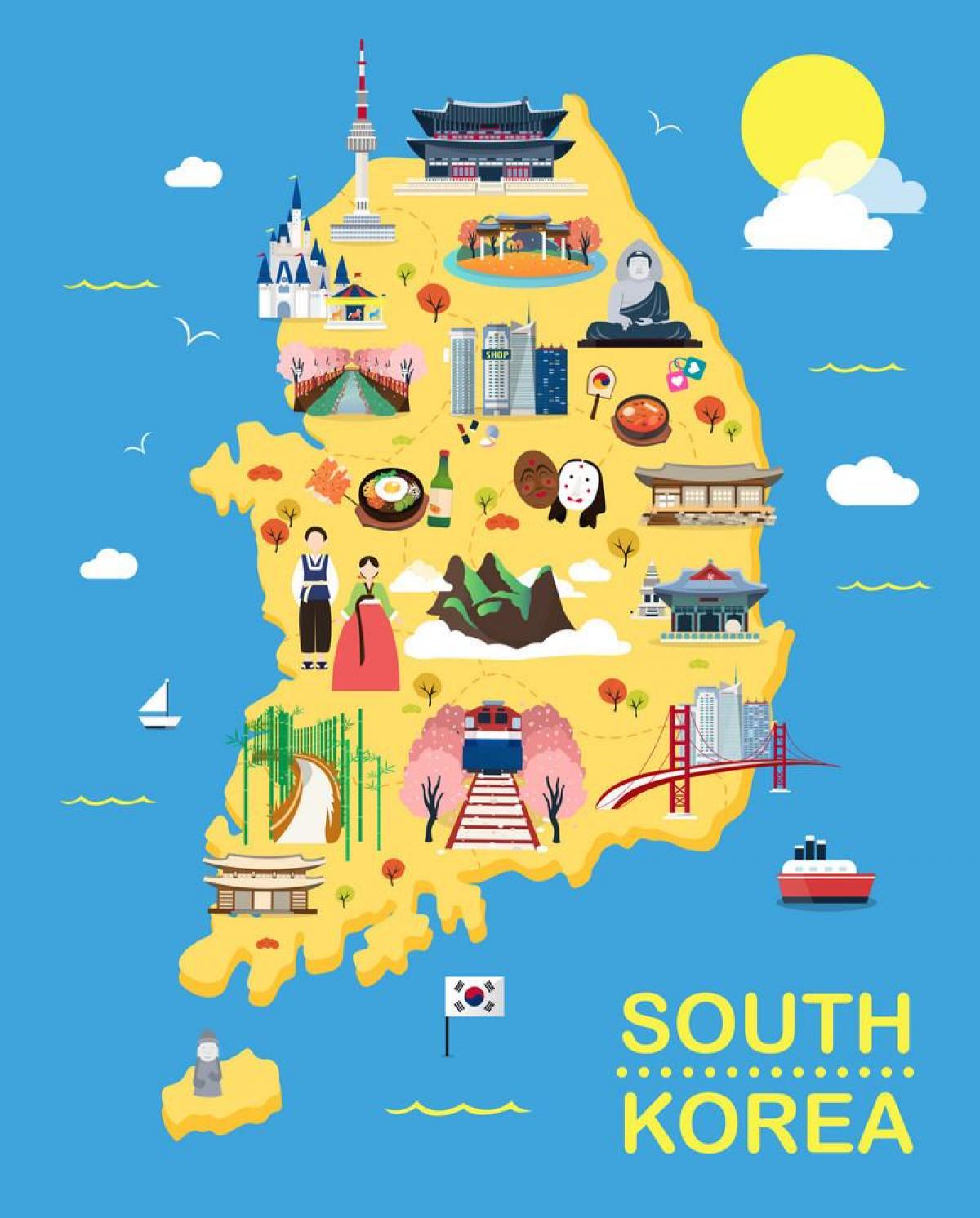 Карта туристических достопримечательностей Южной Кореи (РКК)