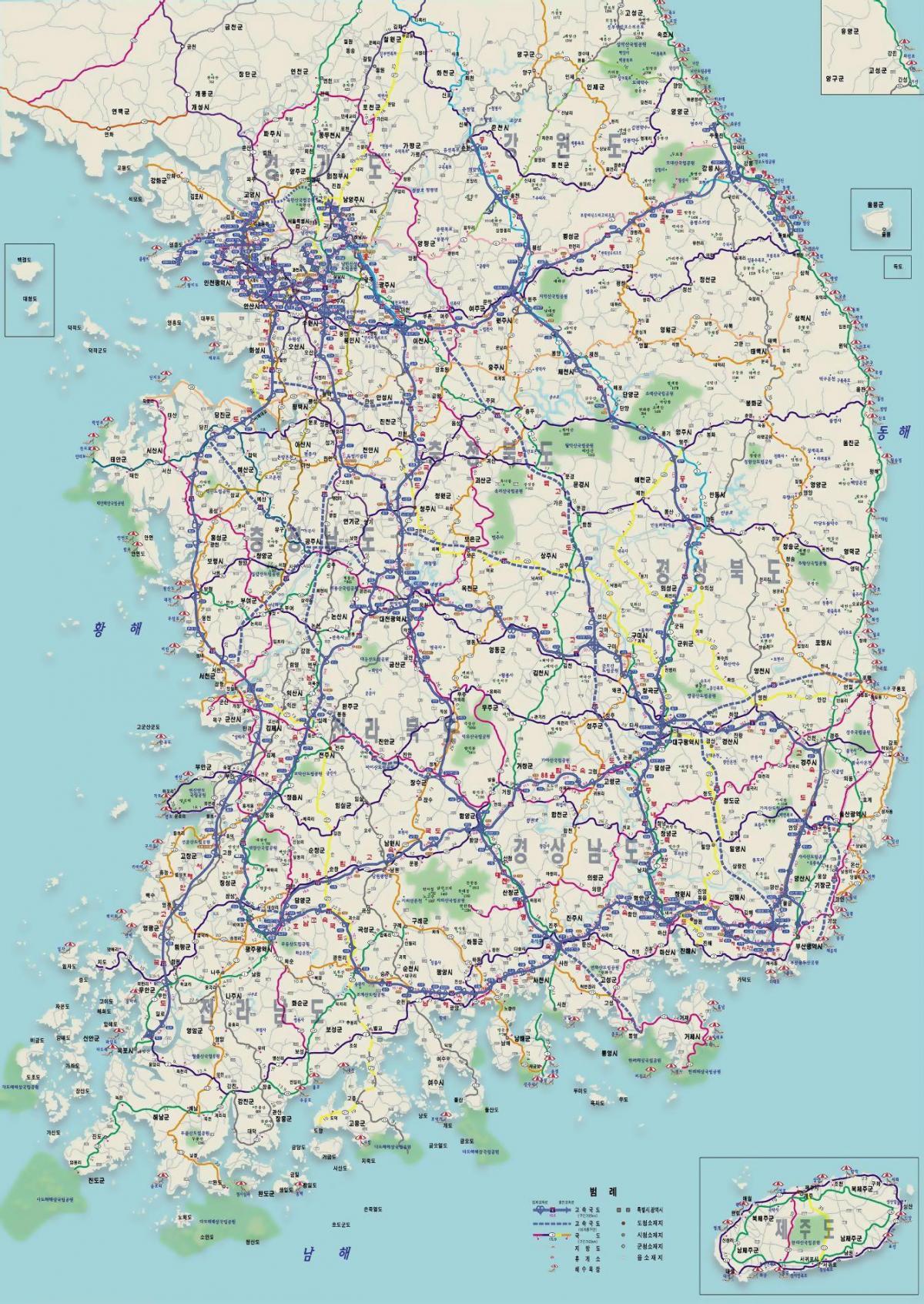 Карта Южной Кореи для вождения (РК)