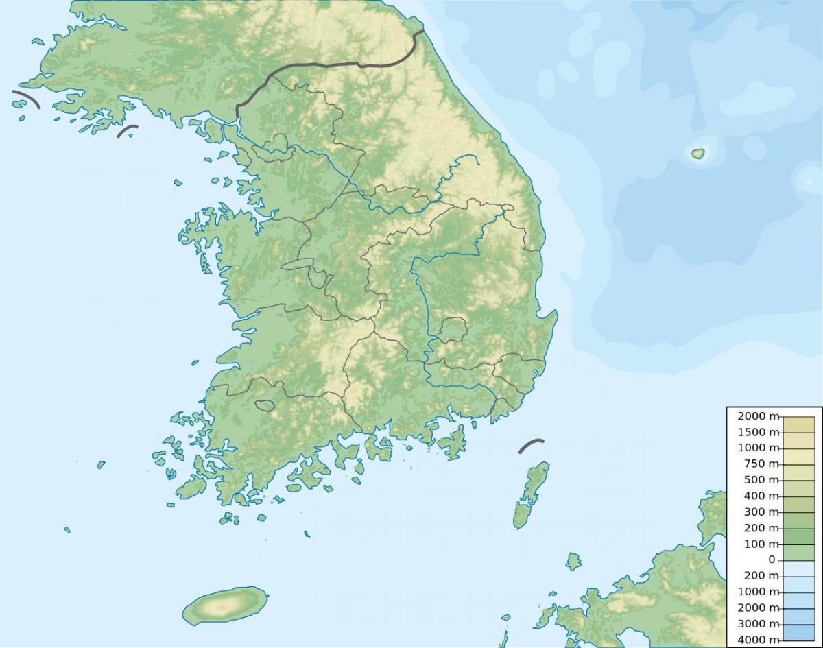 карта рельефа Южной Кореи (РКК)